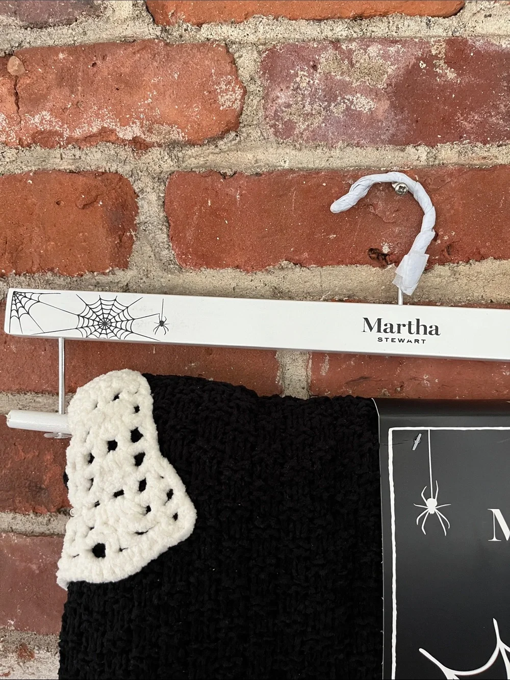 Martha Stewart Black Throw with White Crochet Ghost